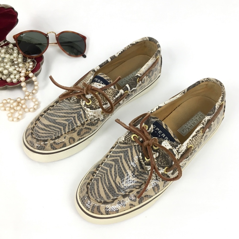 SPERRY Animal Print Boaters - Picture 1 of 8